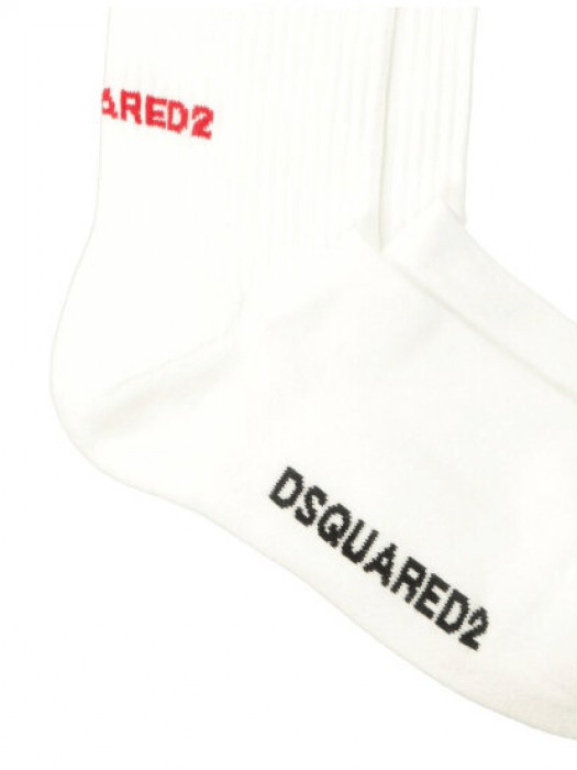 Dsquared2 white intarsia-knit logo κάλτσες