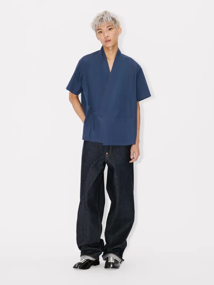 KENZO navy blue kimono κοντομάνικο πουκάμισο
