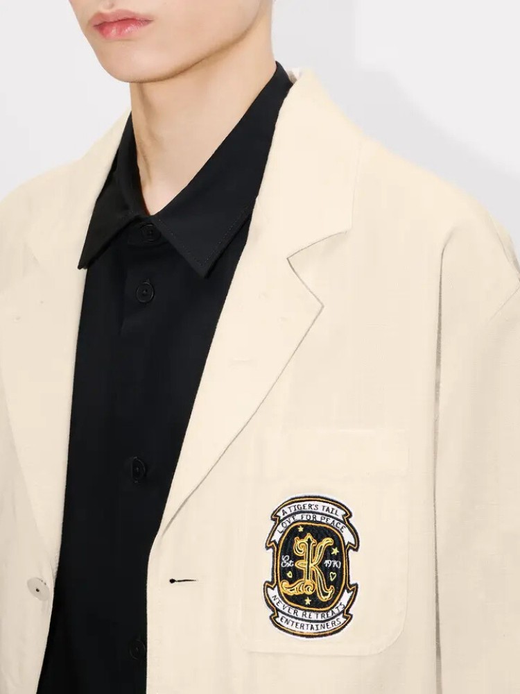 KENZO ecru 'KENZO Badges' workwear jacket