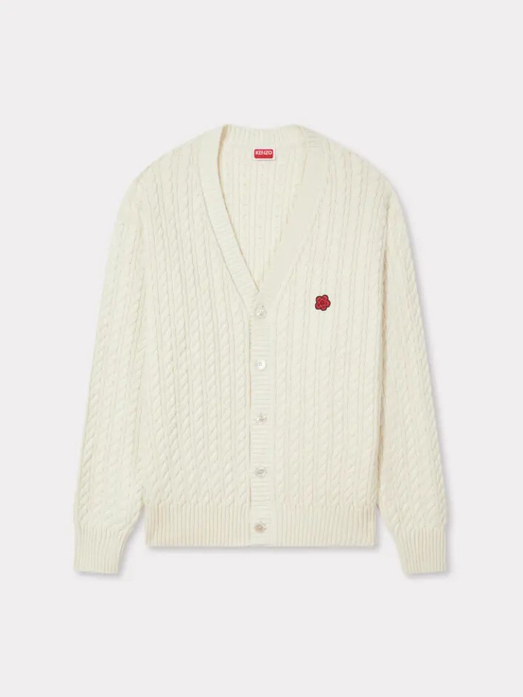 KENZO εκρού 'Boke Flower' embroidered πλεκτή ζακέτα