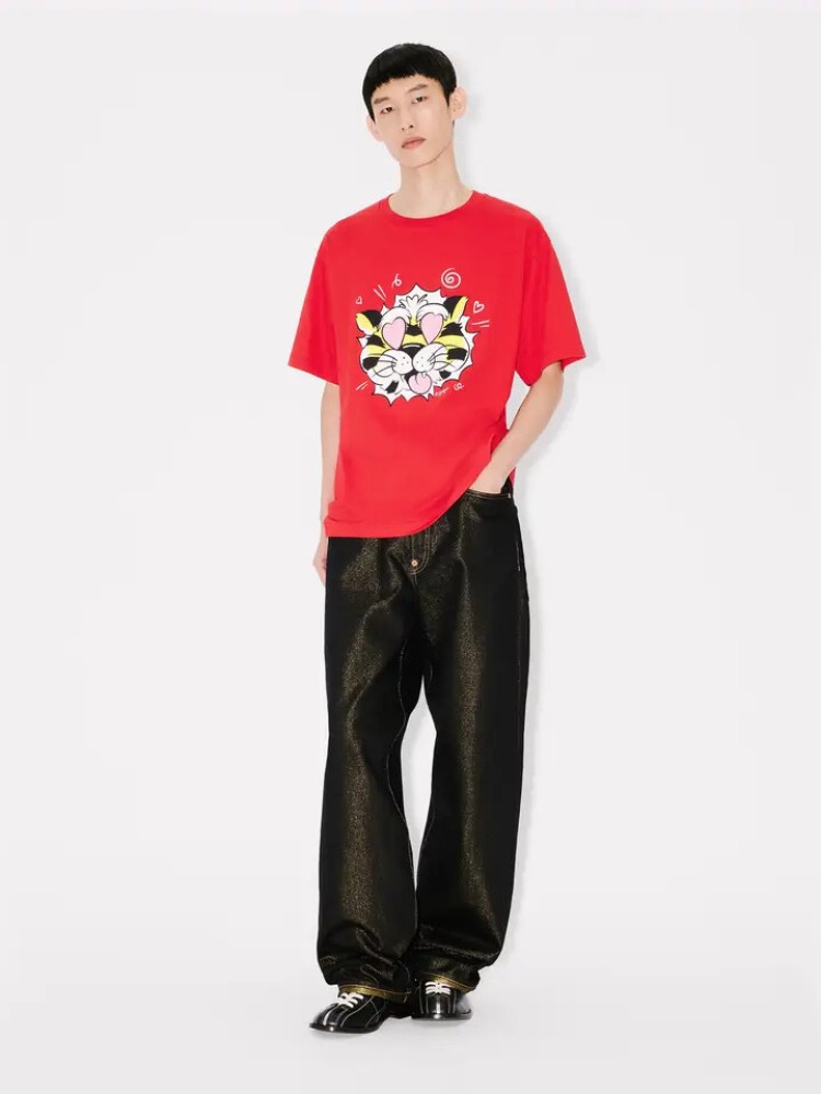 KENZO cherry 'KENZO Wild Tiger' oversized T-shirt