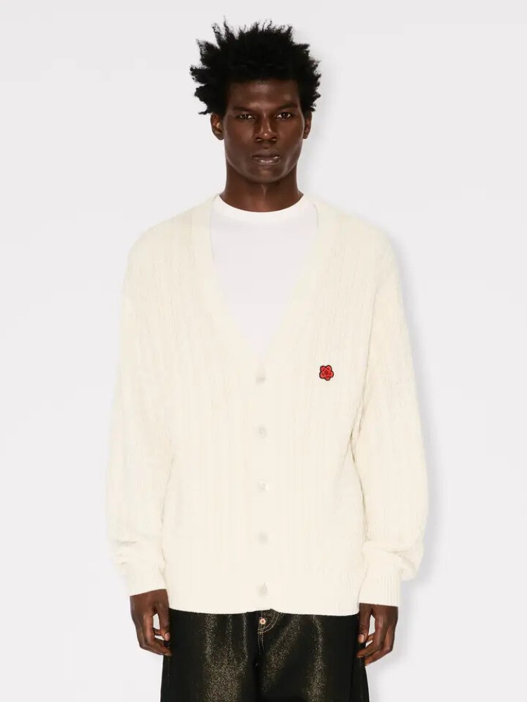 KENZO εκρού 'Boke Flower' embroidered πλεκτή ζακέτα