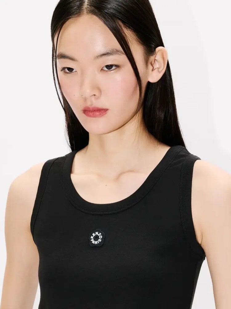 KENZO μαύρο 'Boke Flower 2.0' embroidered rib tank τοπ
