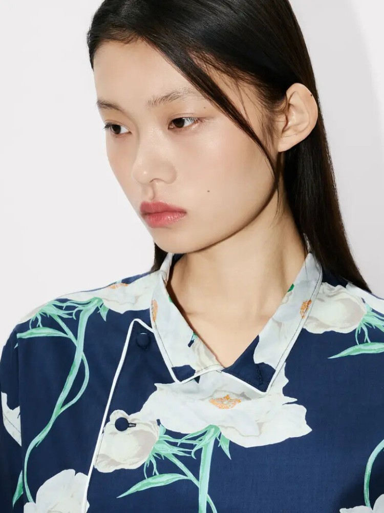 KENZO navy blue ''KENZO Archive Rose' πουκάμισο