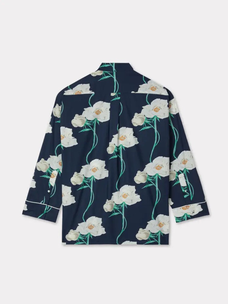 KENZO navy blue ''KENZO Archive Rose' πουκάμισο