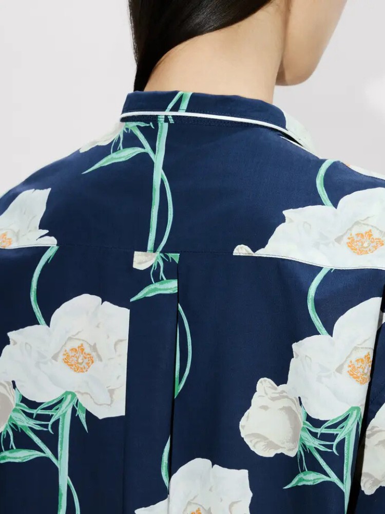 KENZO navy blue ''KENZO Archive Rose' πουκάμισο