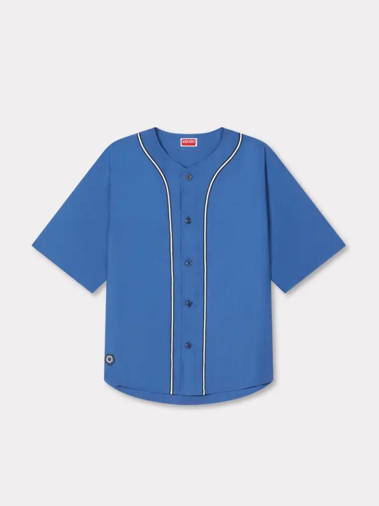 KENZO deep sea blue 'Boke Flower 2.0' baseball κοντομάνικο πουκάμισο