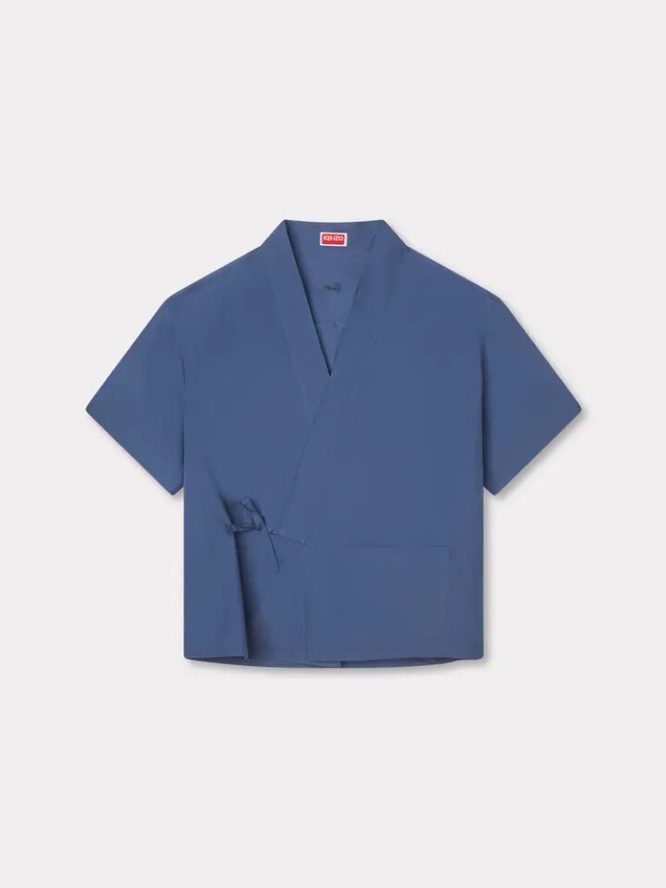 KENZO navy blue kimono κοντομάνικο πουκάμισο