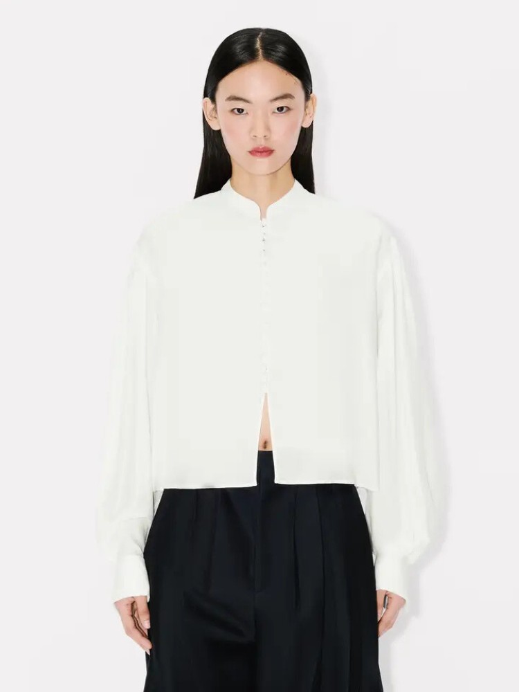 KENZO ecru mixed silk viscose shirt blouse
