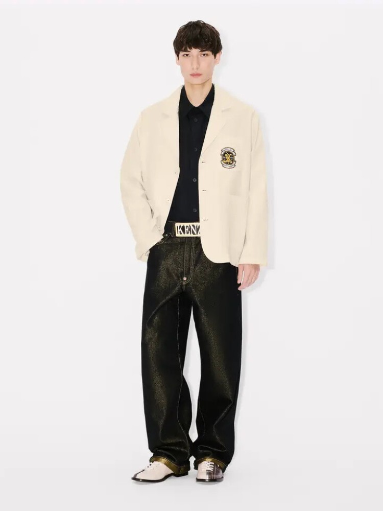 KENZO ecru 'KENZO Badges' workwear jacket