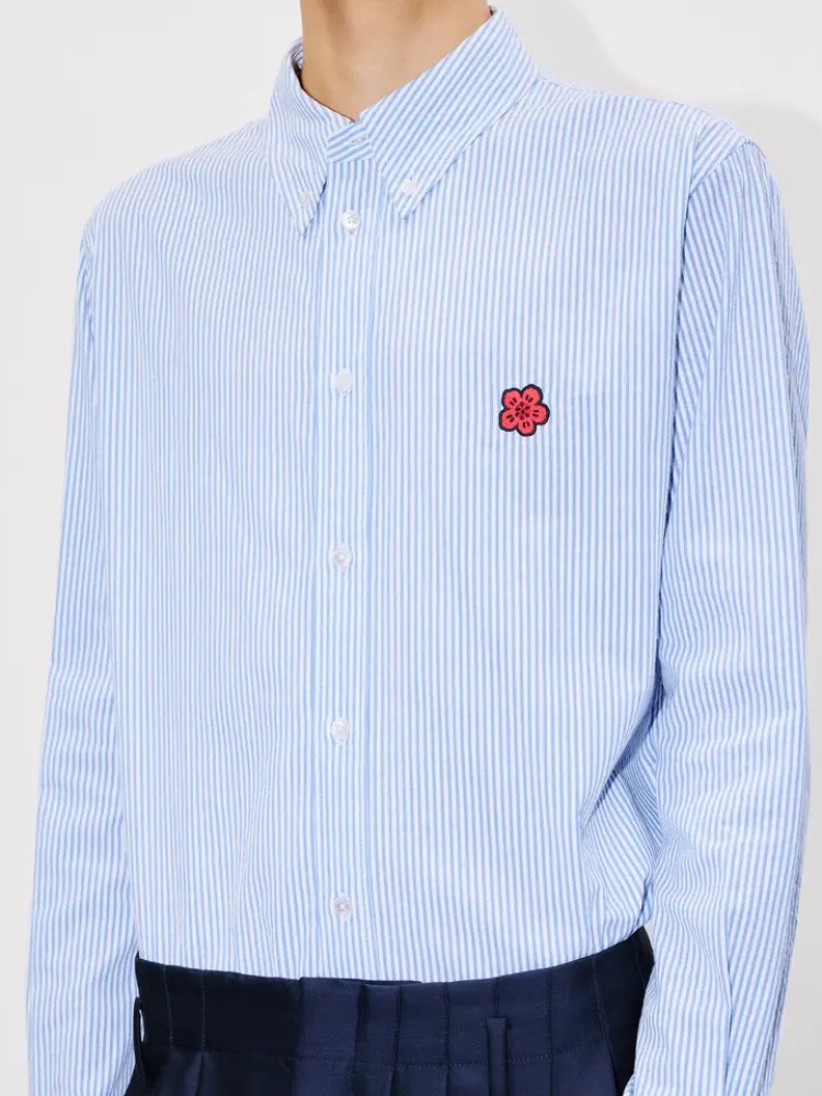 KENZO μπλε 'Boke Flower' seersucker cotton casual πουκάμισο