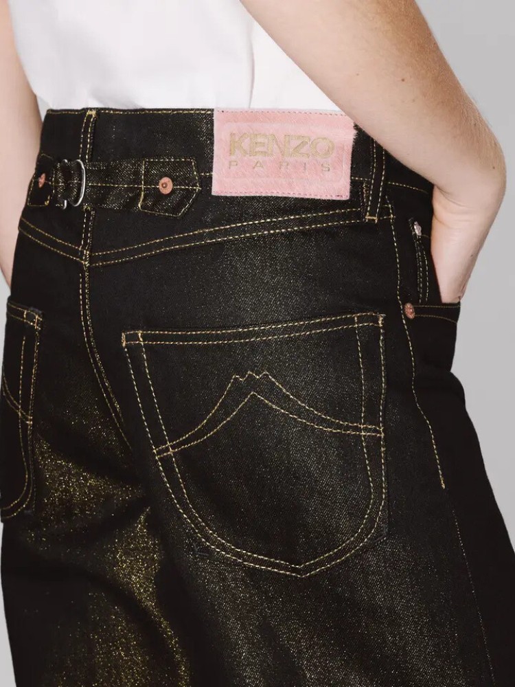 KENZO raw black low-waist boyfriend jeans