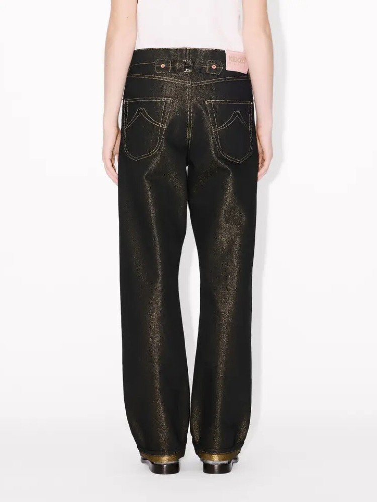 KENZO raw black low-waist boyfriend jeans