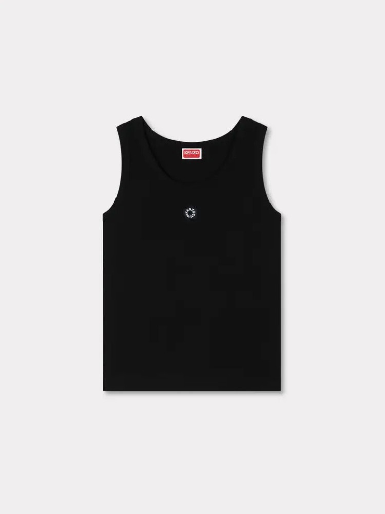 KENZO black 'Boke Flower 2.0' embroidered rib tank top