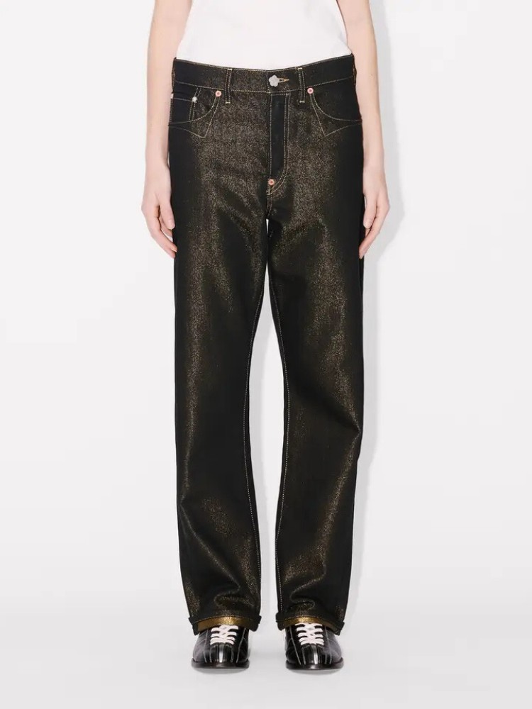 KENZO raw black low-waist boyfriend jeans