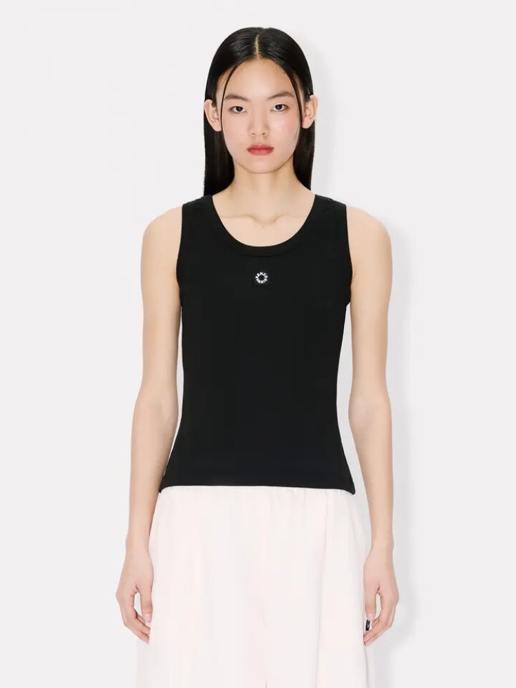 KENZO μαύρο 'Boke Flower 2.0' embroidered rib tank τοπ