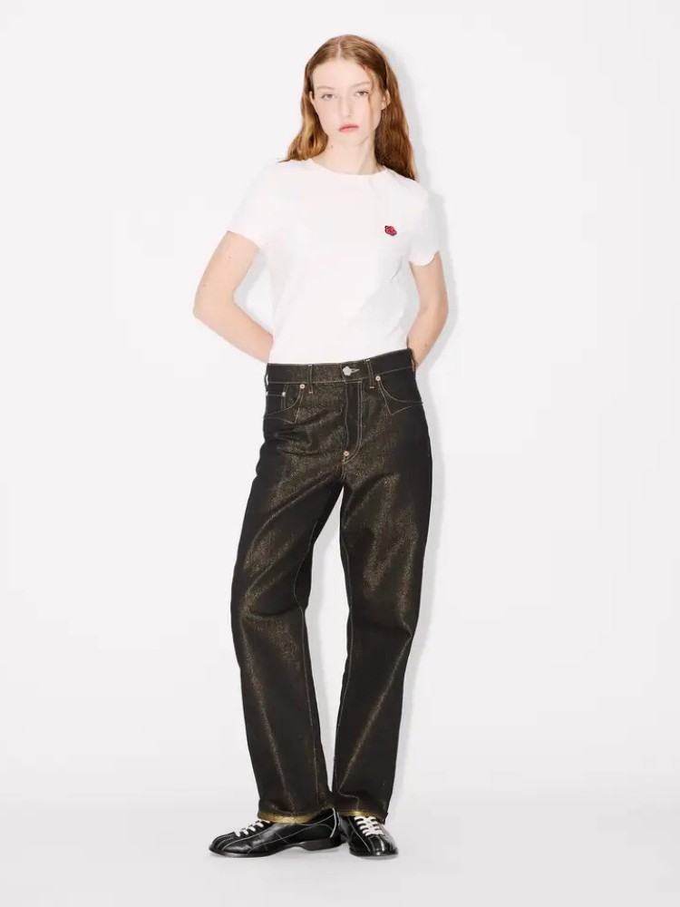 KENZO raw black low-waist boyfriend jeans