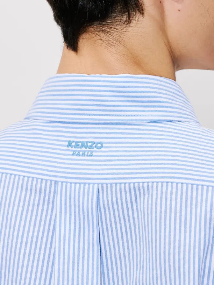 KENZO μπλε 'Boke Flower' seersucker cotton casual πουκάμισο