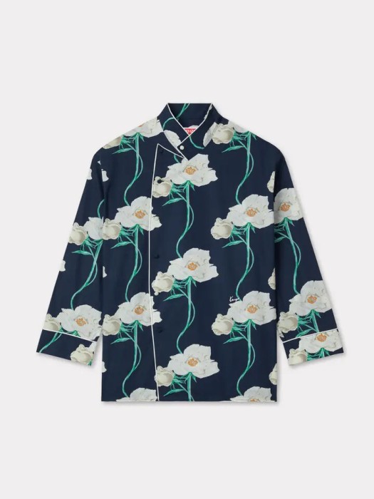 KENZO navy blue ''KENZO Archive Rose' πουκάμισο