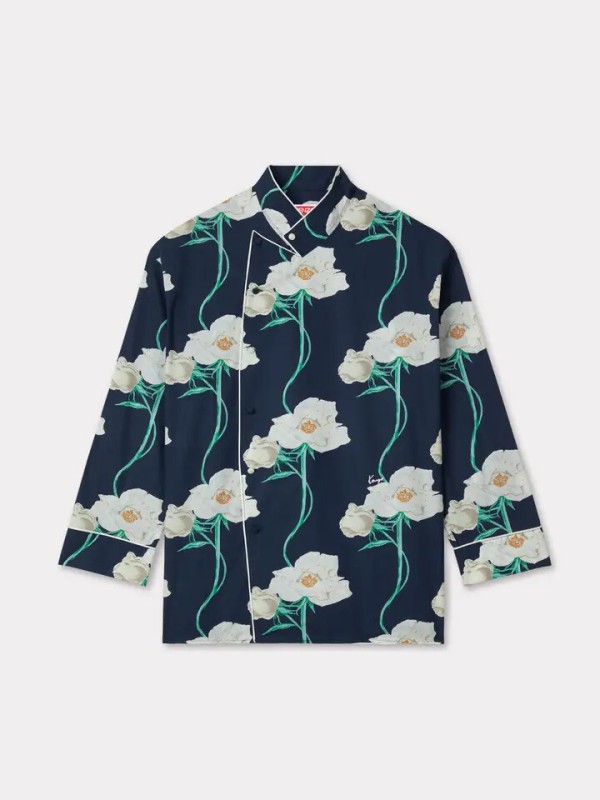 KENZO navy blue ''KENZO Archive Rose' πουκάμισο