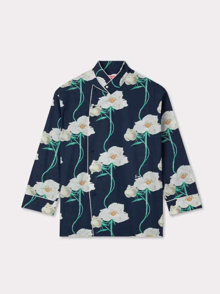 KENZO navy blue ''KENZO Archive Rose' πουκάμισο