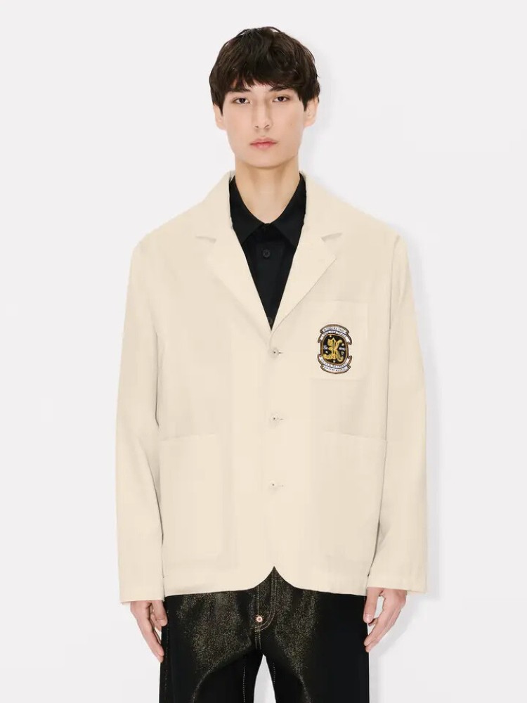 KENZO ecru 'KENZO Badges' workwear jacket
