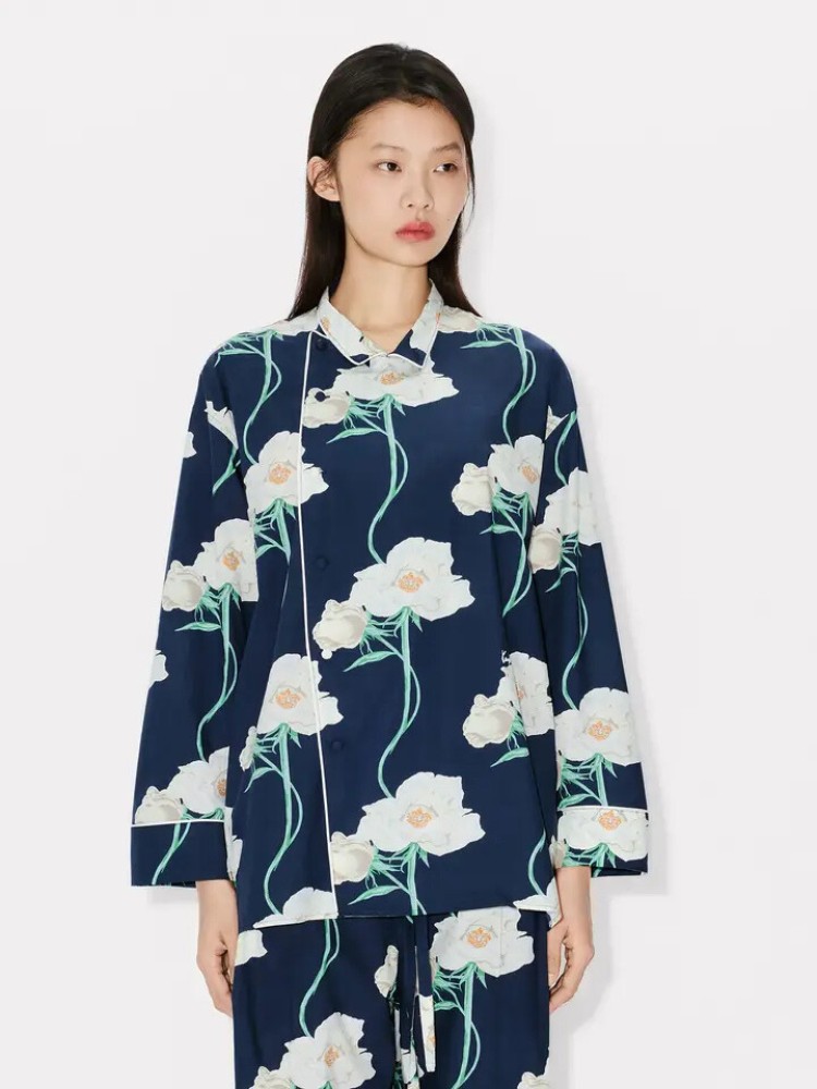 KENZO navy blue ''KENZO Archive Rose' πουκάμισο