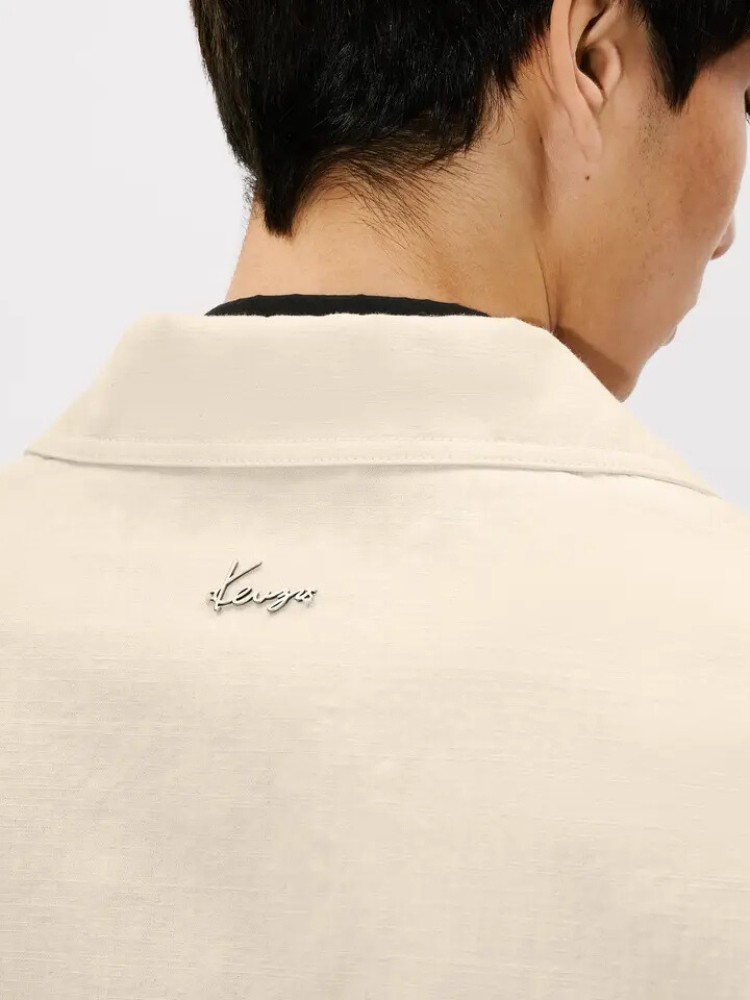 KENZO ecru 'KENZO Badges' workwear jacket