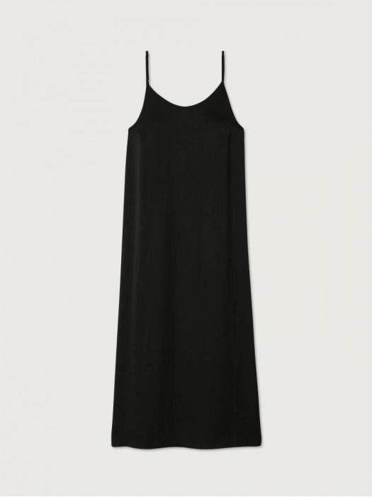 American vintage satin black μακρύ φόρεμα