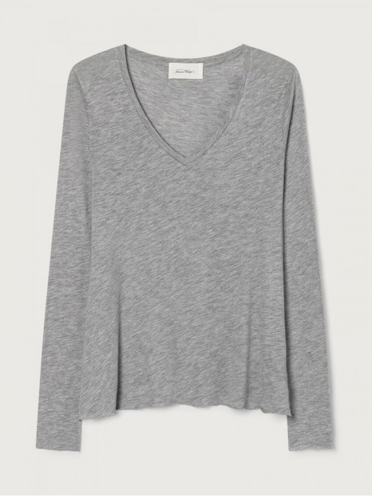 American vintage jacksonville heather grey μακρυμάνικη μπλούζα