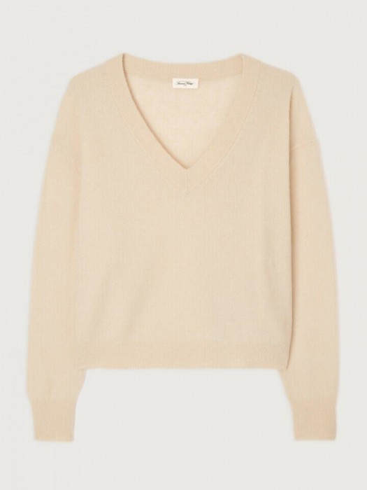 American vintage natural raxow v-neck  knit πουλόβερ