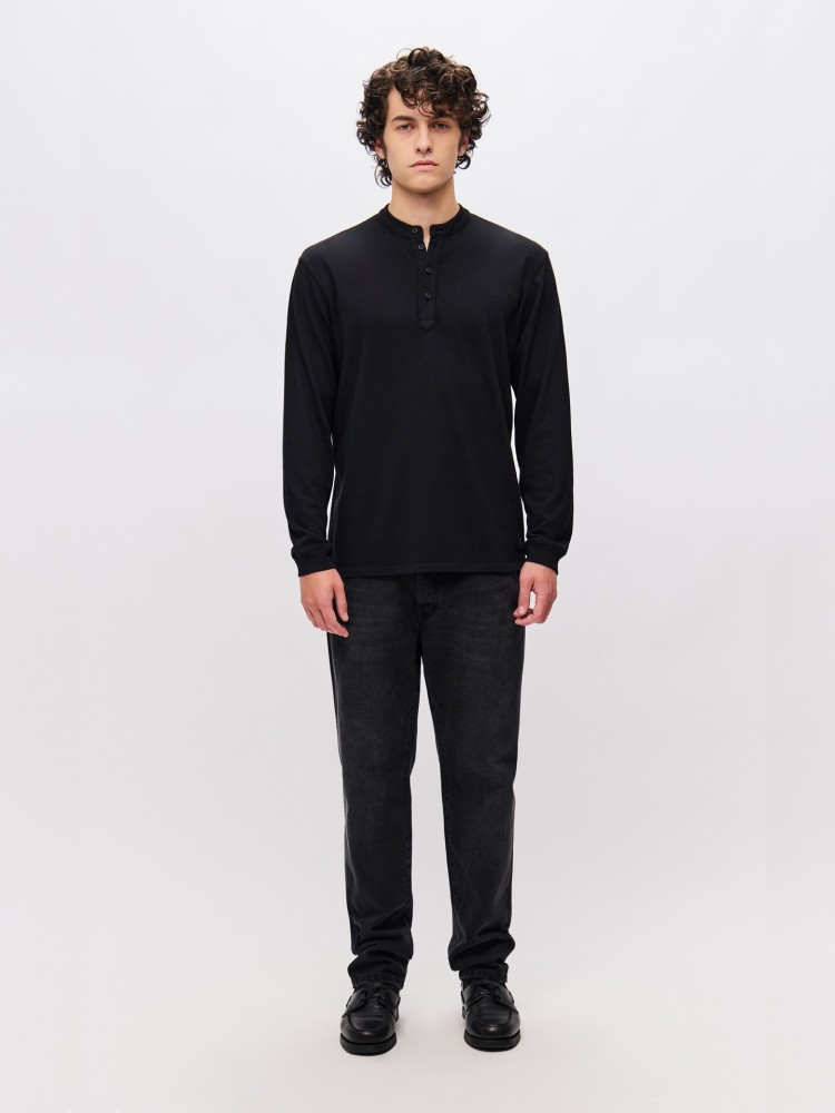 Dirty Laundry black long sleeve top with button placket