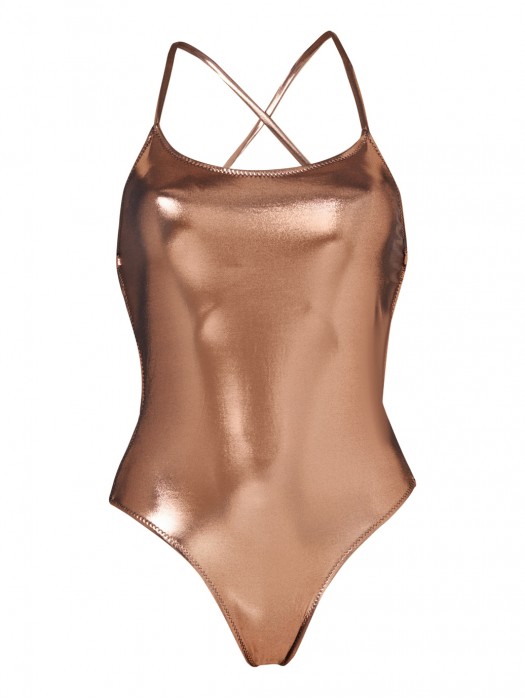 Stefania frangista ingrid bronze metallic one piece swimwear
