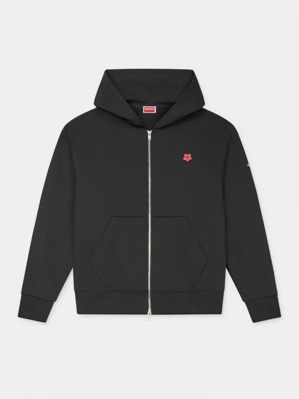 KENZO μαύρo 'Boke Flower' embroidered zipped hoodie