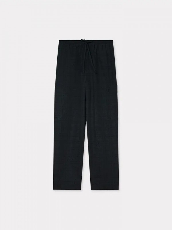 KENZO 'KENZO Weave' cargo jog μαύρο μάλλινο παντελόνι