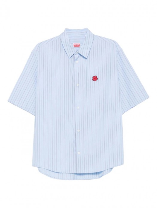 KENZO sky blue 'BOKE FLOWER' striped embroidered shirt
