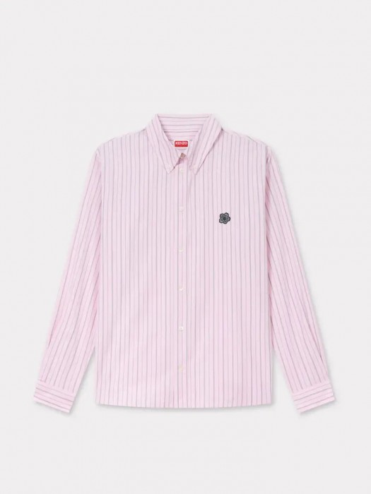 KENZO pale pink 'Boke Flower' embroidered casual shirt with stripes