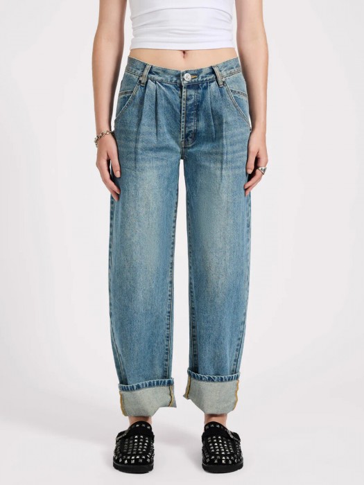 One teaspoon smiths low waist wide leg tailored denim jeans 
