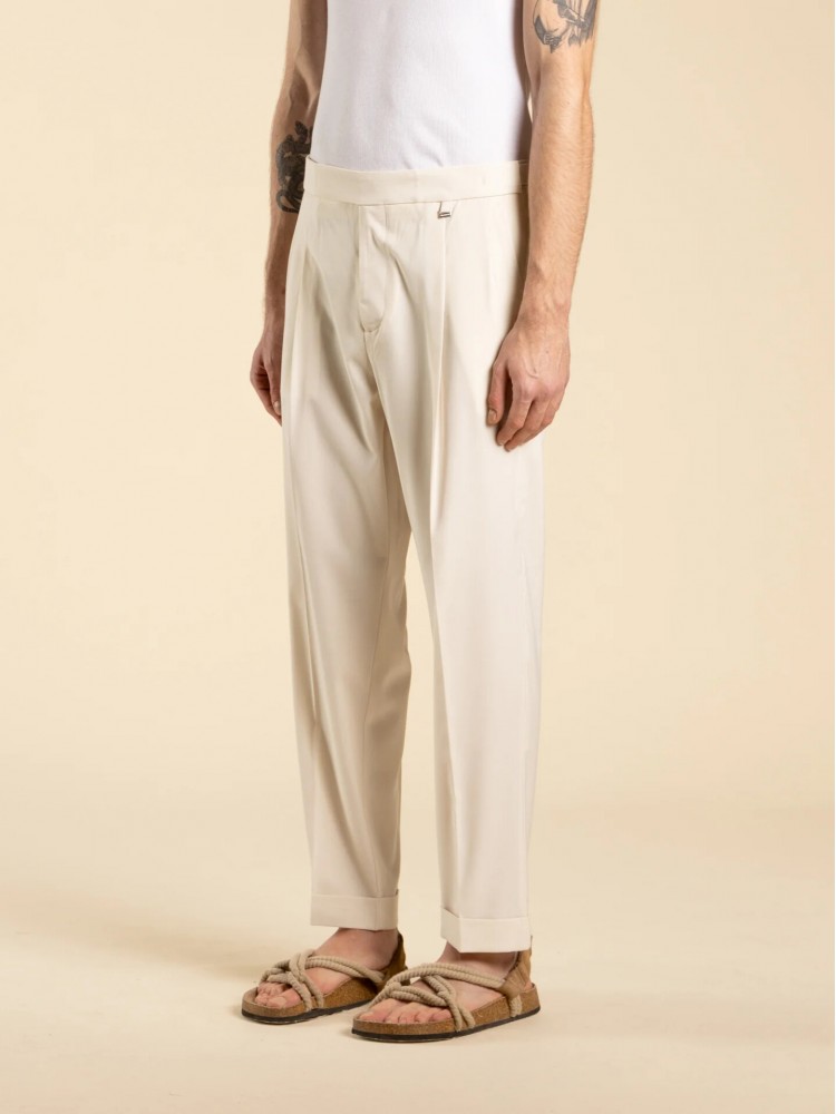 I'm brian εκρού wide leg παντελόνι με πιέτες σε κανονική γραμμή