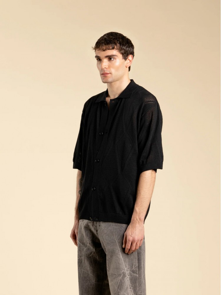 I'm brian μαύρο βαμβακερό πλεκτό πόλο