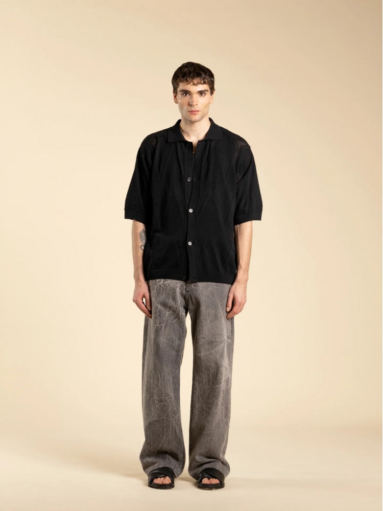 I'm brian μαύρο βαμβακερό πλεκτό πόλο