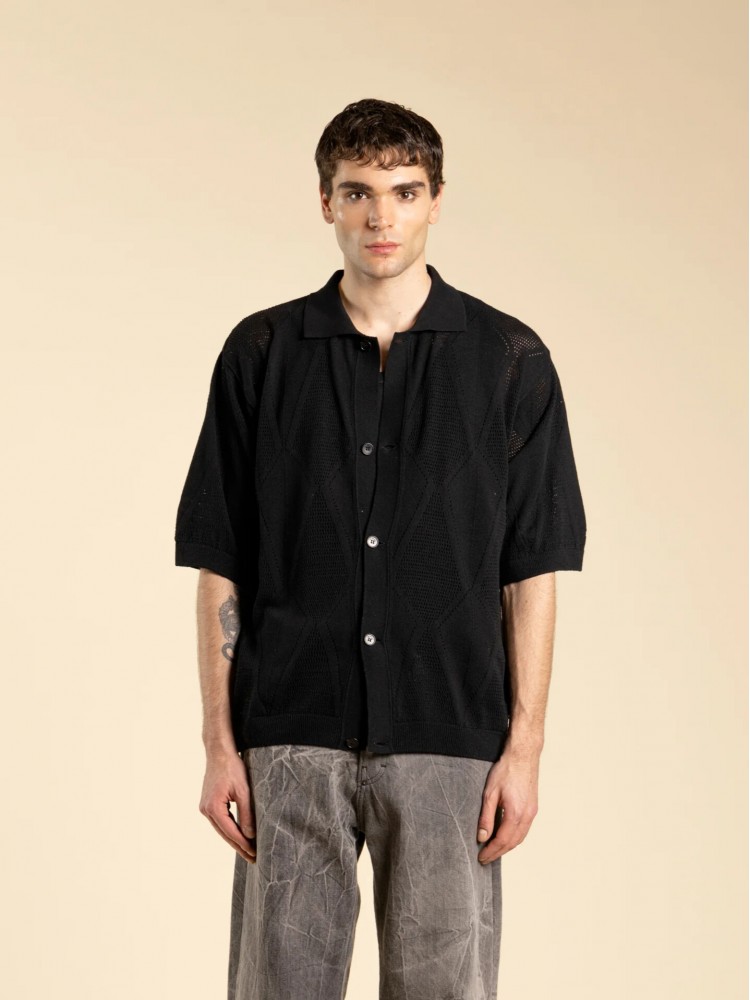 I'm brian μαύρο βαμβακερό πλεκτό πόλο