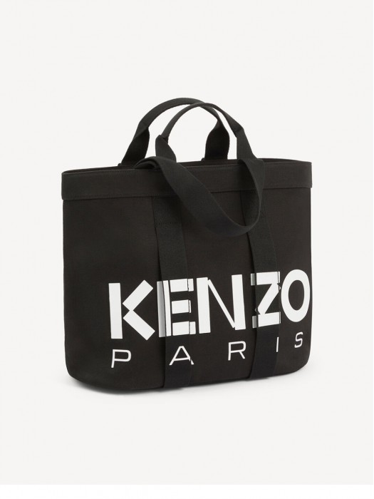 Kenzo paris μαύρη logo canvas tote shopper τσάντα 
