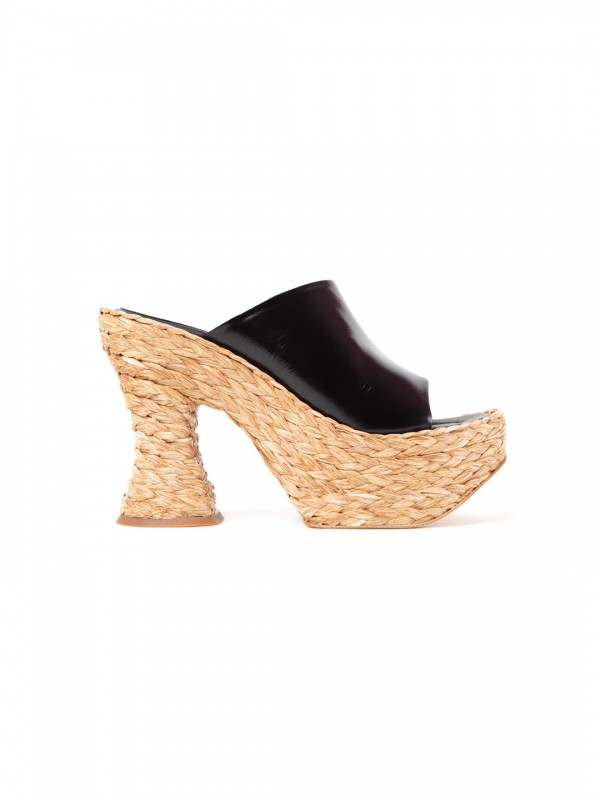 Paloma Barcelo adal black raffia heeled sandals