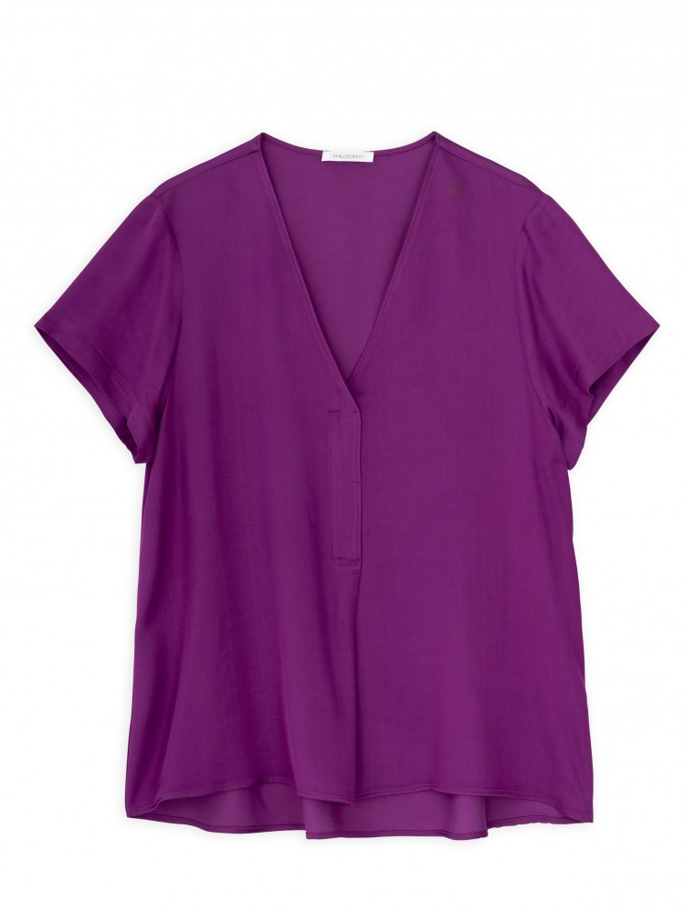 Philosophy purple satin v-neck blouse