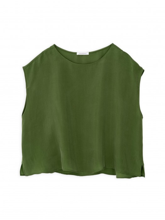 Philosophy cupro olive green cropped top