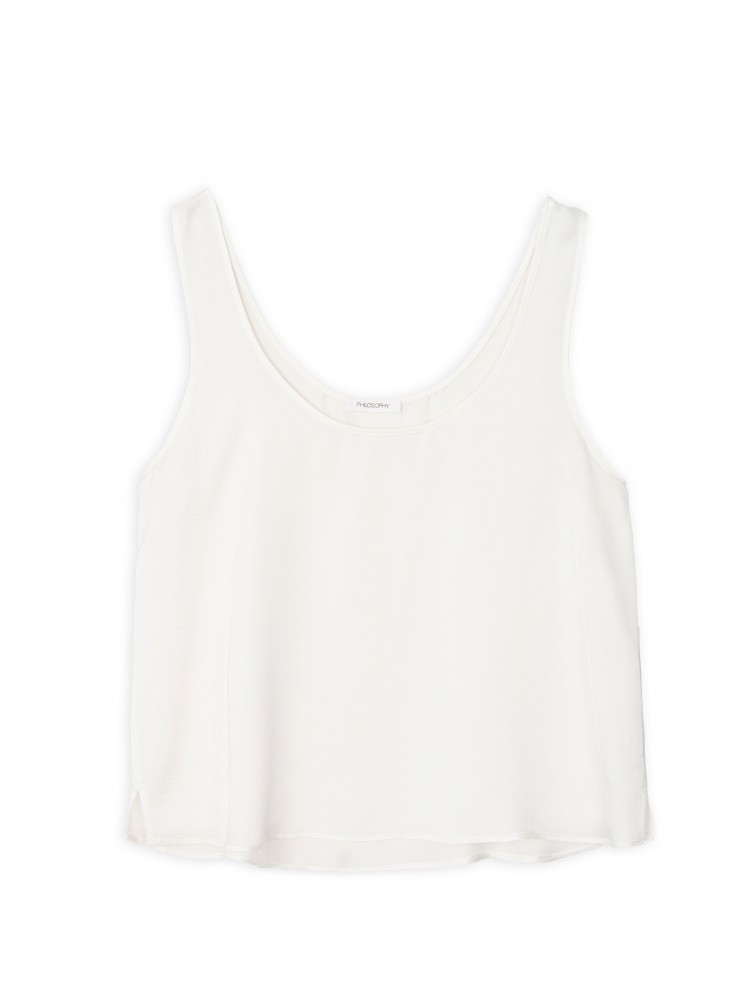 Philosophy white sleeveless cropped top