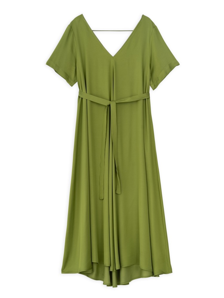 Philosophy green satin maxi v-neck dress