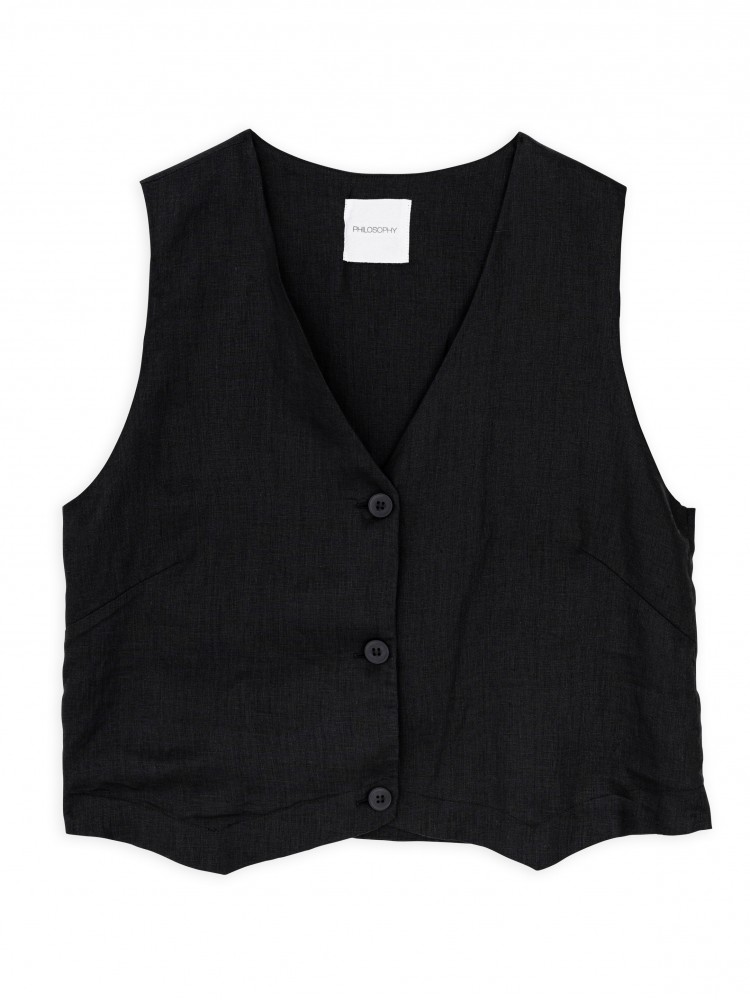 Philosophy black linen vest