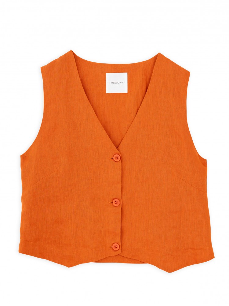 Philosophy orange linen vest